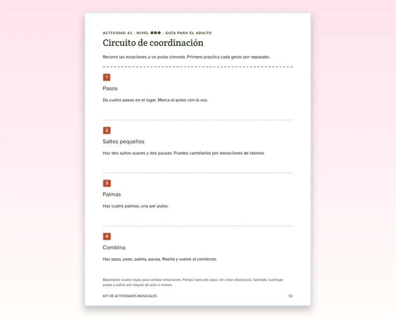 Página de actividad: circuito de coordinación